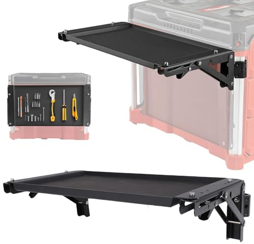 Folding Table Fits for Milw-Aukee Pac-Kout Toolbox,Folding Table Top Folding Workbench Ool Tray Side Bracket No Drill Work Table Side Storage