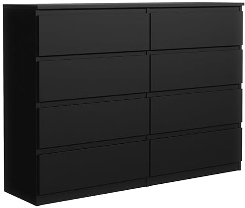 meble masztalerz Kommode 100, 6 Schublade, Schwarz | Kommodenschrank 100x39x101, 5 cm, Moderne Schubladenschrank, Sideboard für Wohnzimmer, Flur & Schlafzimmer