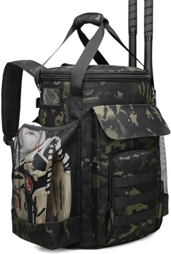 RYNQAVOA Baseballtasche für 6-Gallonen-Eimer – Baseball-Rucksack für Trainer mit gepolstertem Deckel, großer Organizer für Bälle, Schläger, Handschuhe und Zubehör, Eimer Nicht enthalten