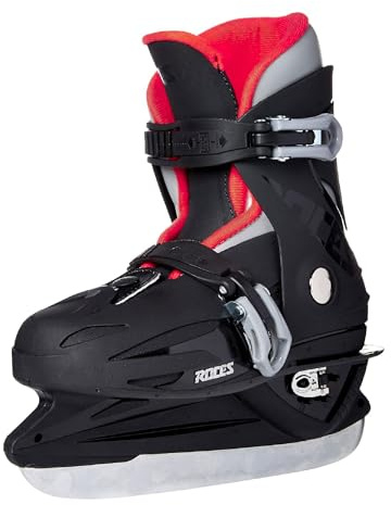 Roces Kid's Unisex Children Adjustable Carbon Steel Figure Blade Ice Skates with Two Micrometric Memory Buckles Closure, Black/Red, 4-7