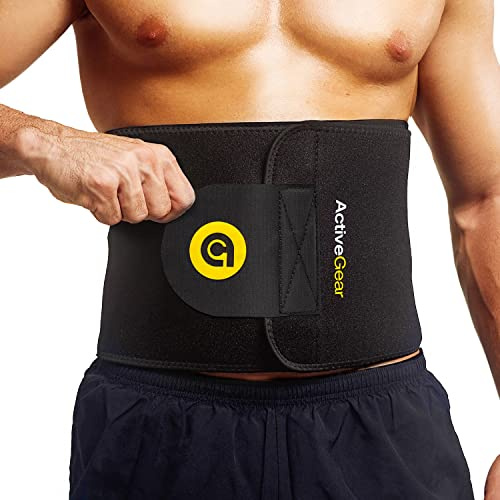 ActiveGear Neoprene Sweat Belt Waist Trimmer Belt For Men and Women For Slimming and Shedding Excess Weight – Waist Trainer For Abdominal Weight Loss And A Flat Belly (Large: 9 x 46, Yellow)