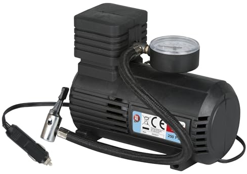 All Ride Tragbarer Kompressor - Luftkompressor 15Bar - Fahrzeuganschluss Zigarettenanzünder - Inkl. Luftschlauch 45 CM - 140 x 80 x 170 MM - Leistung 144W - Kunststoff - Schwarz