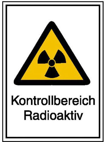 SafetyMarking Warn-Kombischild „Kontrollbereich Radioaktiv“ | Sicherheitsschild/Warnschild | Betriebssicherheit | Aluminium, 21,0 x 29,7 cm