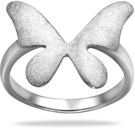 Vinani Ring aus 925 Sterling Silber - Damenring mit Schmetterling gebürstet für Frauen, nickelfrei & antiallergisch, Designed in Deutschland, RCS