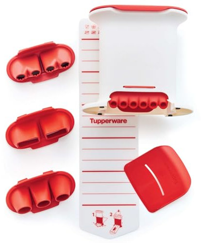 TUPPERWARE Küchenhelfer Multipresse rot weiß + 4 Einsätze Gnocchi Teigpresse
