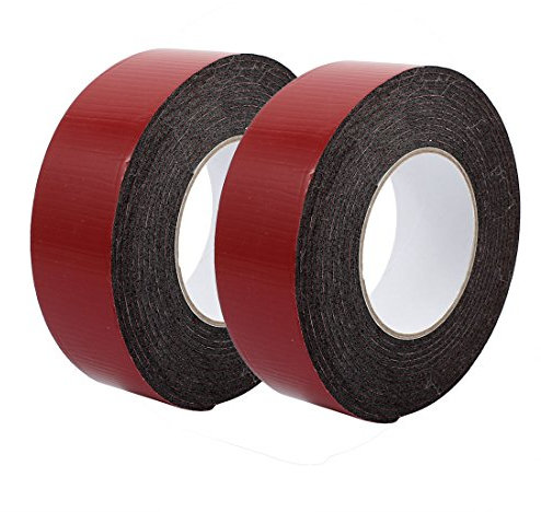 Aexit 2 Rubans adhésifs pcs 5M 45mm x 3mm adhésif double-face ruban mousse mousse antichoc Ruban adhésif double face rouge noir