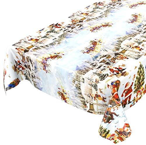 ANRO Wachstuchtischdecke Wachstuch Wachstischdecke Tischdecke Weihnachten Tag Weihnachtsbaum abwaschbar wasserabweisend Gartentischdecke Meterware pflegeleicht Lotuseffekt 160x140cm