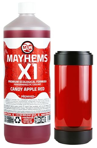 Mayhems - X1 refrigerante premiscelato per PC - fluido per raffreddamento ad acqua per computer - serie ecologica, UV, 1 litro, candy apple red (rosso)