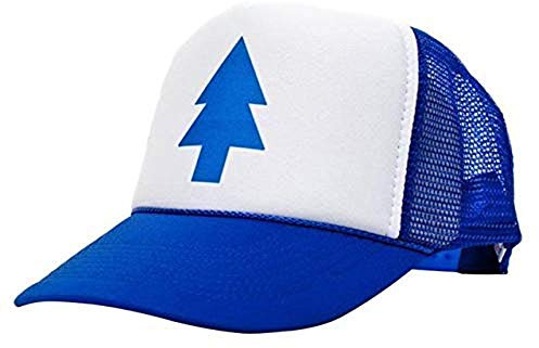 QOHNK Ny unisex kvinnor män böjd blå tall dipper gravitation fall tecknad näthatt keps lastbilschaufför baseballkeps, BLÅ, M