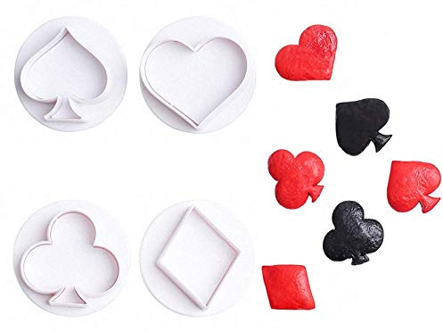 4Pcs/Set Poker Playing Bridge Plastic Cookie Cutter Playing Card Fondant Cutter (Spade, Club, Diamond, and Heart)