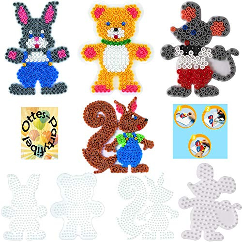 HHO HAMA Bügelperlen-Bastel-Set midi-Stift-Platten-Set midi Waldtiere Eichhörnchen + Bär + Hase + Maus #1