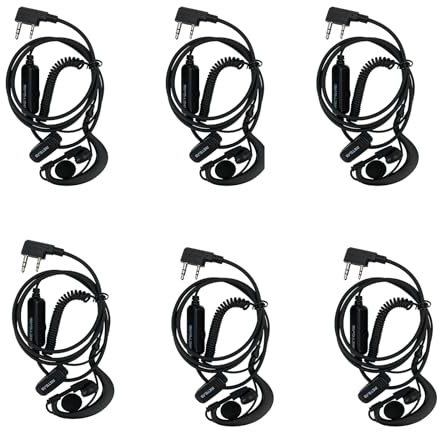 Retevis Talkie Walkie Écouteurs, 2 pin G Forme Oreillette Compatible avec RT24 RT622 RT27 RT618 RT619 BaoFeng BF-888S BF-88E Kenwood Radio Bidirectionnelle(6 pcs)