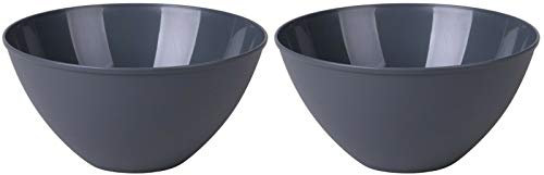 Lot de 2 grands saladiers en plastique gris foncé 4,5 l