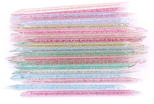100 Pcs Glitter Acrylic Double Sided Nail Sticks Multi-Purpose Cuticle Pusher Manicure Pedicure Tool, Mixed Color