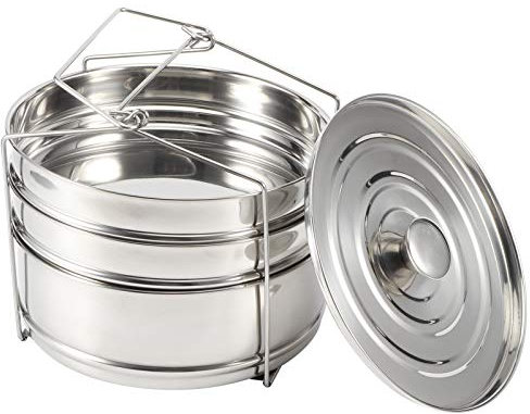 Alvinlite Stainless Steel Stackable Steamer Insert Pans Pressure Pot Accessories with Sling for Instant Pot Baking Lasagna Pan Food Steamer Pot in Pot steamer