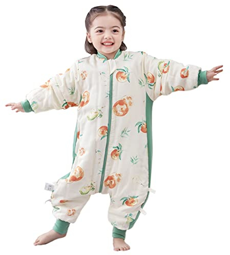 Chilsuessy Schlafsack Baby Winter Schlafsack mit füßen in 2.5 Tog mit abnehmbaren Ärmeln Kinder Ganzjahres Schlafsack mit Beinen Junge Mädchen Schlafanzug, Süße Frucht, 120/Baby Höhe 105-115cm