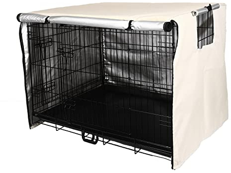 Sensong Hundekäfig Abdeckung für Drahtkäfige 94x61x63.5cm Beige | Hundebox Abdeckungen Winddicht Langlebig für Hundehütten Hundekäfig Zubehör Innen Draussen Zuhause