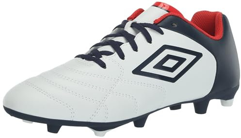 UMBRO Classico XI FG, Tacos de fútbol Hombre, Blanco Azul Marino Rojo, 41 EU