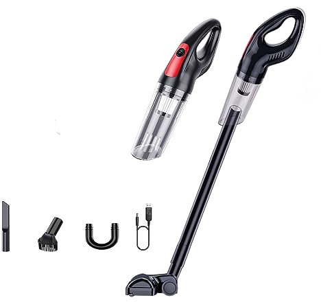 Aspirateur Balais Léger sans Fil Rechargeable, 15000Pa Aspiration Aspirateurs Eau Et Poussière Aspirateur Vertical avec Filtre Hepa, Aspirateurs à Main pour Maison Voiture Bureaux (Noir)