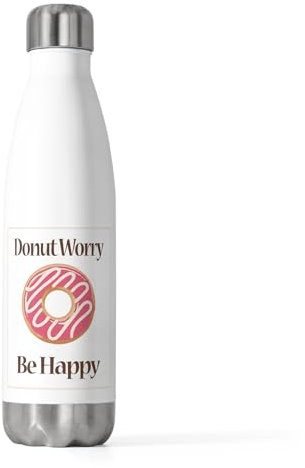 Donut Worry Be Happy Sweet Pink Donut Herren Damen Isolierflasche 590 ml