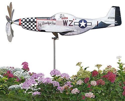 Bubei Windmühle Flugzeugmetall | Windspinner Wetterfahne | Windfänger Aus Edelstahl, Wetterfeste Windbetriebene Gartendekoration Für Den Hof, Flugzeug-Hofspinner