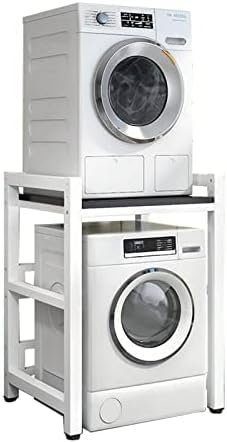 Dryer Stand Height Adjustable Portable Stacking Kit For Front Loader Washing Machine & Tumble Dryer,Storage Rack Over Washing Machine Storage Unit,400KG Load Capacity,White Frame+black,Serene16