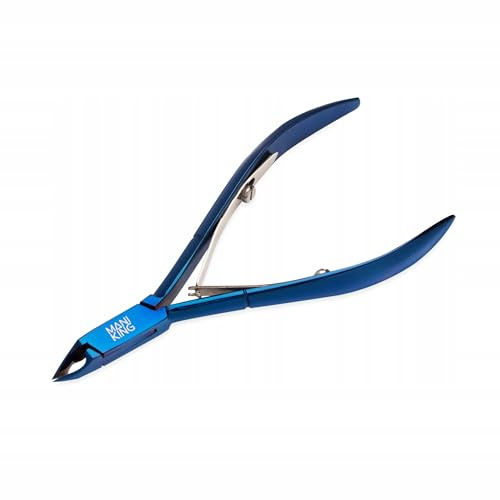 MANI KING Pinze per cuticole blu con due molle da 5 mm (1124) Pinze per cuticole in acciaio inox con taglio affilato e liscio fine per la rimozione in eccesso