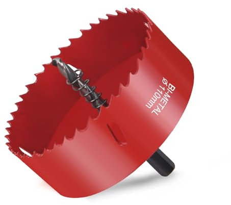Flintronic Sierra de Corona Bimetálica de 110mm, Sierra de Corona 110mm Diámetro, Broca Perforadora para Madera y Metal, con Adaptador y Broca Piloto, para Aluminio, Aluminio, Hierro, Tubo de Plástico
