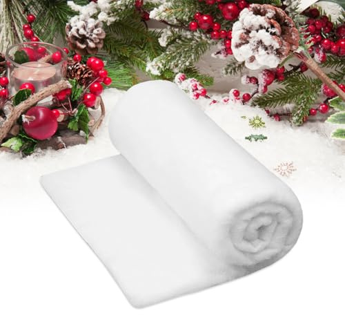 MytaYt 1 Rolle 90x240cm Schneedecke Deko Weiße Künstliche Schneematte Weihnachten Kunstschnee Matte Schneedecke Weihnachtsdorf Schneewatte Matte Deko für Feiertags deko Neujahrsdekorationen