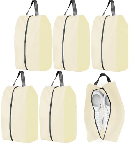 Schuhtasche, 5 Stück Schuhtasche Reise, L Size Wasserfeste Schuhbeutel Reise, Schmutzabweisender Schuhsack Reise für Reise oder Zuhause-Aufbewahrung(Creme)