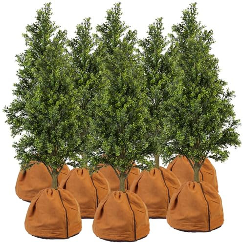 Royal Gardineer Blumentopfschutz: 8er-Set Thermo-Topfschutz für Pflanzen, 40x40 cm, mit Drainage, braun (Winterschutz Hauben, Abdeckhaube, Gewächshaus)