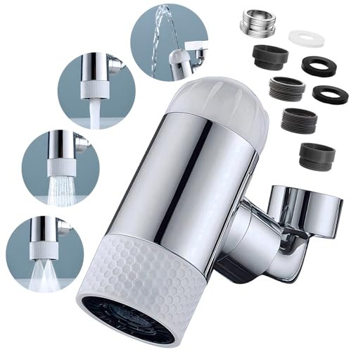Wasserhahn Aufsatz Schwenkbar, 720° Drehbar 4 Modi Multifunktionaler Strahlregler, Wasserhahn Perlatoren mit 4 Sprühfunktion, Wassersparer für wasserhahn Brause Küche Bad