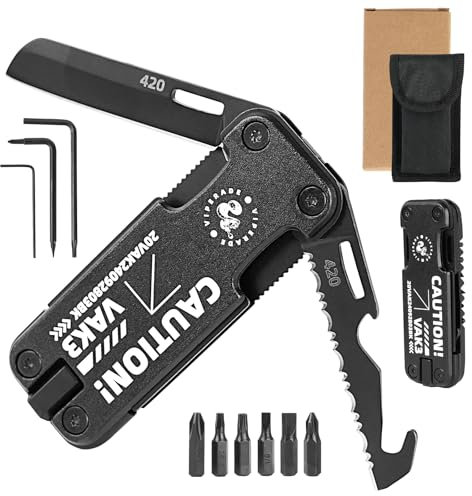 VIPERADE VAK3 15 en 1 Couteau de poche multifonction, ensemble d'embouts de tournevis multi-outils autobloquants, tournevis et décapsuleur pour la survie, le camping, l'extérieur