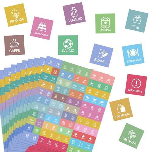 COLOFALLA 1200 Stücke Kalender Sticker Kalender Aufkleber auf Italienisch Familienplaner Sticker Planer Sticker für Studenten und Arbeiter
