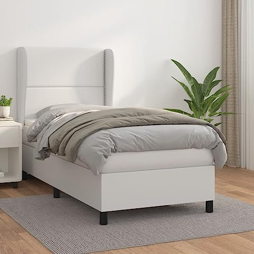 Juroupi Boxspringbett mit Matratze Weiß 100x200 cm KunstLED Bett Mit Bettkasten Bett Boxspringbett Betten Boxspringbett Mit Matratzeer - 3128956