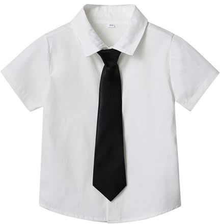 Générique Chemises pour Garçons Mode Cardigan d'été à Boutonnage pour Enfants, Couleur Unie, Manches Courtes, pour garçons et Filles, Chemise Couleur Bonbon Cuissarde Chaussette (White, 11-12 Years)