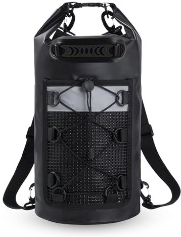 Otufan Dry Bag 20 L, Seesack Wasserdicht Langen Doppeltem Verstellbarer Schulterriemen Mit Speichernetz Robust Und Kratzfest Wasserdichter Sack Für Schwimmen Bootfahren Kajak Wassensport Treiben
