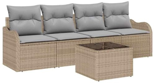 vidaXL Gartensofa-Set Beige Poly-Rattan