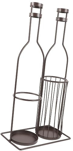 ULTECHNOVO Weinregal aus Metall Flaschenhalter mit Korkenablage Kompakter Flaschenständer für Küche und Wohnzimmer Langlebig und Vielseitig