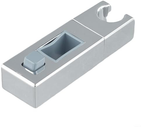 Supporto cromato per soffione doccia, staffa regolabile, rotazione a 360 gradi, barra scorrevole con cuscinetto in resina, per bagno, tubo quadrato (30 x 18 mm)