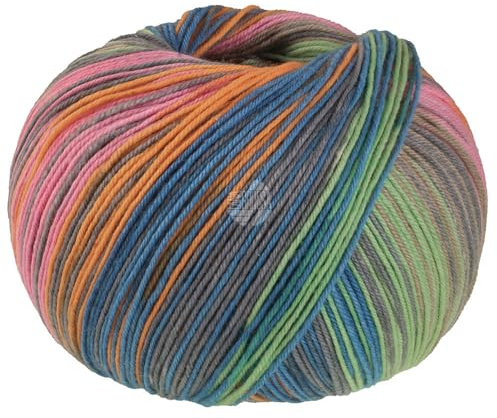 LANA GROSSA Meilenweit Seta Asia | Hochwertiges Sockengarn mit Seide | Handstrickgarn aus 55% Schurwolle (Merino), 25% Polyamid & 20% Seidenanteil | 100g Wolle zum Stricken & Häkeln, 420m Garn FB 3182