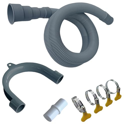 MengMain Universal Washing Machine Drain Hose, 4.9ft Flexible Dishwasher Hose Extension Kit for Portable Sink & Dehumidifier with 4 Clamps, 1 Adapter & U-Bend Holder(4.9feet)