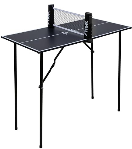 STIGA Minibord Fun – Litet pingisbord 90 x 45 cm, portabelt och enkelt att fälla upp – För inomhusspel med familj & vänner, perfekt för små utrymmen, nät ingår