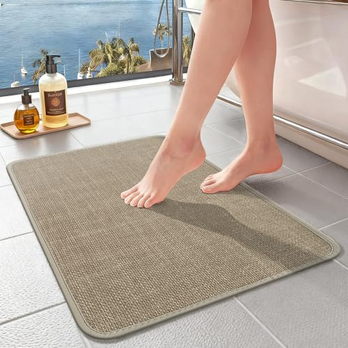 Tapis de Bain Antidérapant,Doux Douche Séchage Rapide,Tapis à Poils Courts pour Sol de Bain,Tapis Salle de Bain Absorbant pour Baignoire, Douche, Chambres (Beige, 40x60cm)