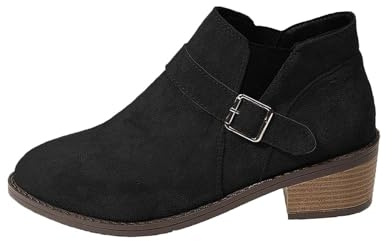 Generiska stövlar dam med blockklack ankelstövlar dam med spänne läderstövletter spets dam stövletter bekväma ridstövlar eleganta fritidsstövlar enfärgade damstövlar casual