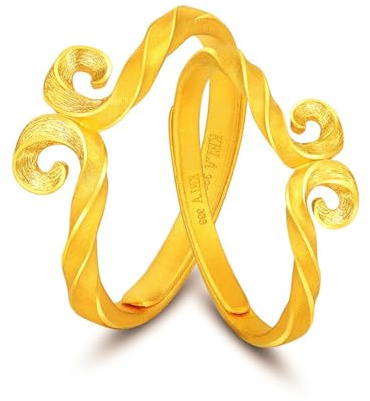 KnSam Echte Goldschmuck Freundschaftsringe 18K 750 Gold, Trauringe Klassiker, Partnerringe Gelbgold Au750, Herren Gr.69 (22.0)