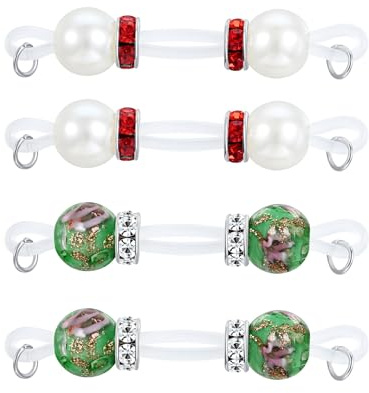 AVYRING Lot de 2 paires de bijoux de faux piercings de téton, anneaux de téton sans perçage à nœuds coulants élastiques ajustables pour femme, design élégant avec perles de fleurs (phosphorescent
