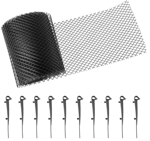 Rotolo di rete per grondaie in PVC per clip e filtro detriti, per protezione fossa, copertura anti-intasamento per tetti residenziali e commerciali (18 cm x 6 m)