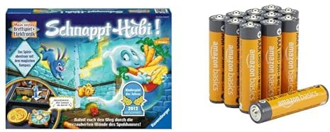 Ravensburger Schnappt Hubi, Familienspiel, 2-4 Spieler, 5+ Jahre, & AAA Alkaline-Batterien Amazon Basics 12 Stück, 10 Jahre