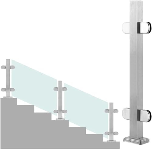 Système de serrage de balustrade en aluminium et verre, poteau de balustrade argenté pour escaliers intérieurs/extérieurs, 85 cm, convient pour les installations en bois/plastique/acrylique